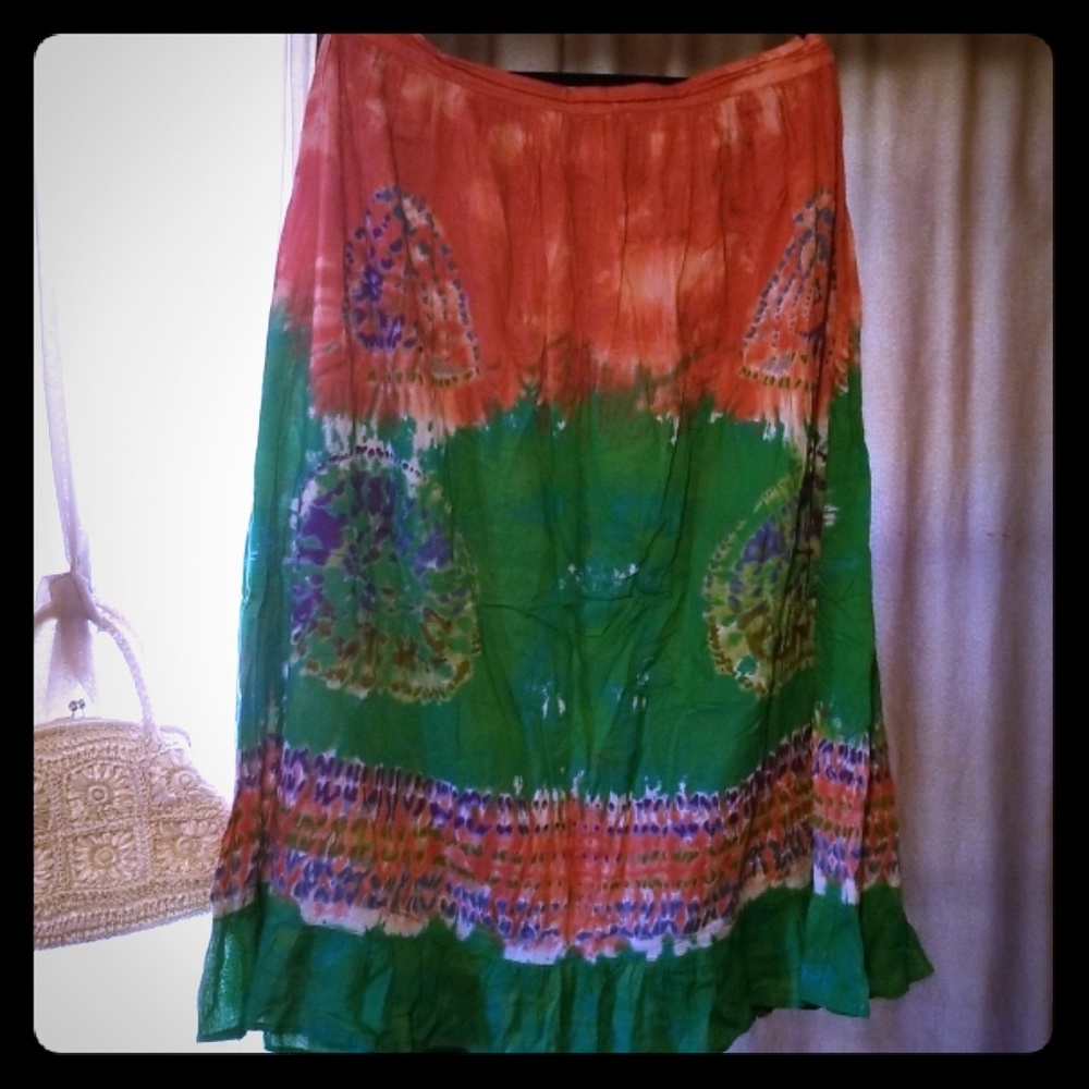 Boho Bohemian the dye Gypsy Skirt XL